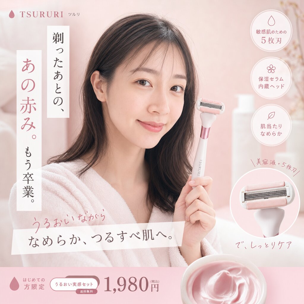 UGC風の正方形広告バナー（スキンケア）